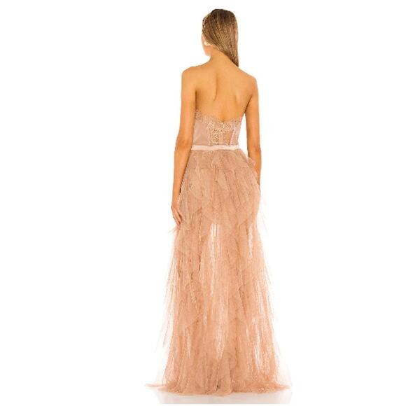 For Love & Lemons x Revolve Bustier Gown Warm Taupe Size XS - Picture 3 of 7